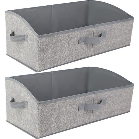 Lot de 2 Boîtes de Rangement en Tissu 28L - Panier Pliable 50x28.5x20cm avec Poignées, Cube de Rangement Ouvert pour Vêtements, Jouets, Livres, Armoire