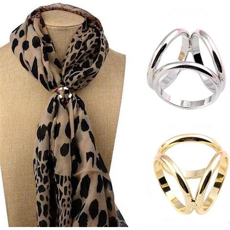 Allecta lot de 2 anneaux pour foulard accessoires de mode avec boucles élégantes argent et or fermetures décoratives pour foulards et différentes tenues (1/5)