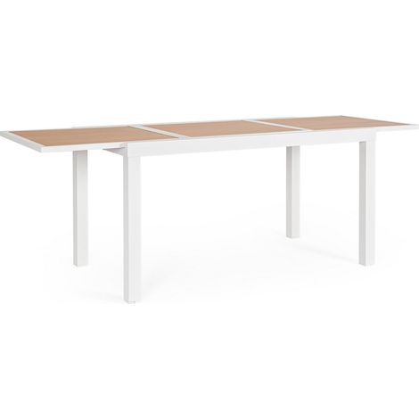 Tavolo Allungabile in Alluminio con doghe effetto Legno 140-210X77 Bianco (1/5)