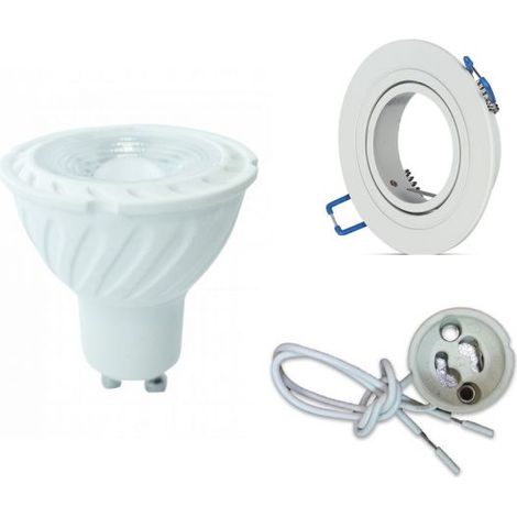 Samsung Kit V-TAC Portafaretto orientabile + Portalampada + Faretto LED GU10 6,5W 3000K foro 75mm - 192 - 3599 - 3423