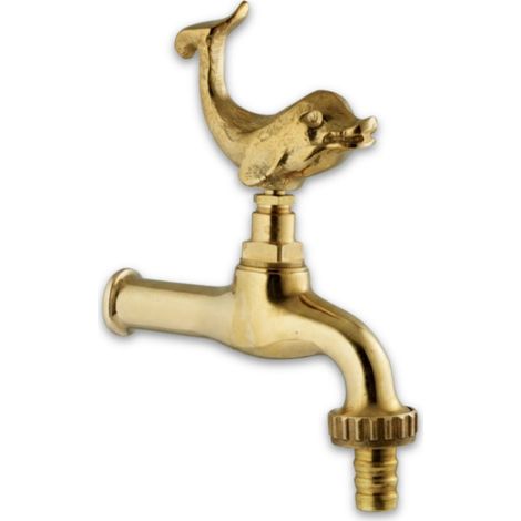 Robinet décoratif Dauphin pour fontaine, laiton poli 15x21