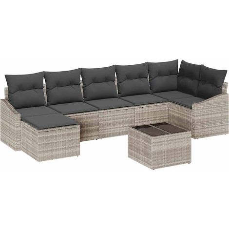 Maison Exclusive - Set di divani con cuscino 8 pcs Grigio chiaro polyrattan (1/5)