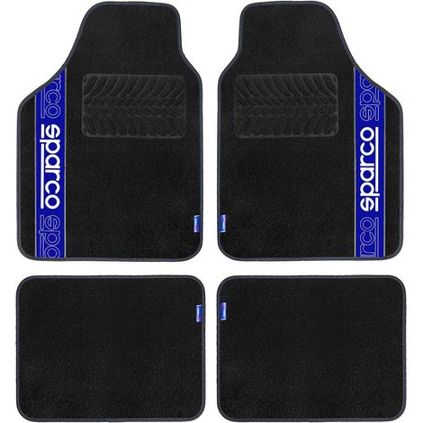 set 4 tappetini neri e blu per auto sparco in moquette (1/5)