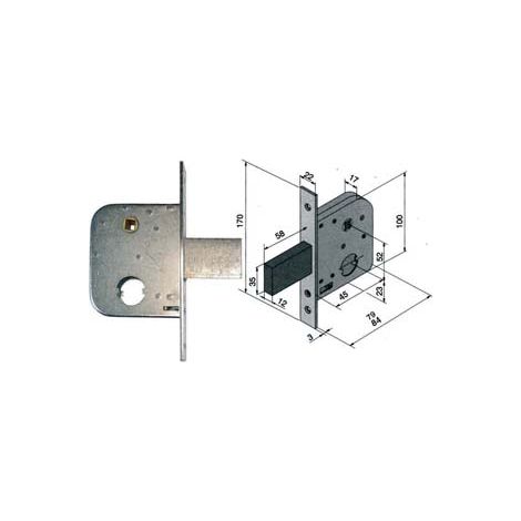 SERRATURA DA INFILARE PER CANCELLI CON QUADRO CATENACCIO E SCROCCO 075  mm.45  con catenaccio da mm.58 (07545000)    WELKA