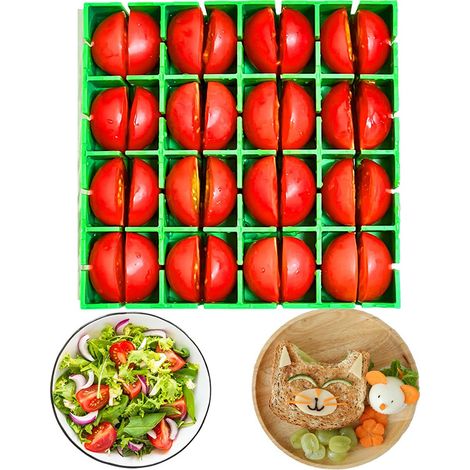 Traubenschneider, Obstschneider mit 16 Fächern, Obstschneider für Kleinkinder, kindersicherer Obstschneider, Erdbeerschneider, Tomatenschneider, spülmaschinenfest für Kirschtomaten, Weintrauben und Sa