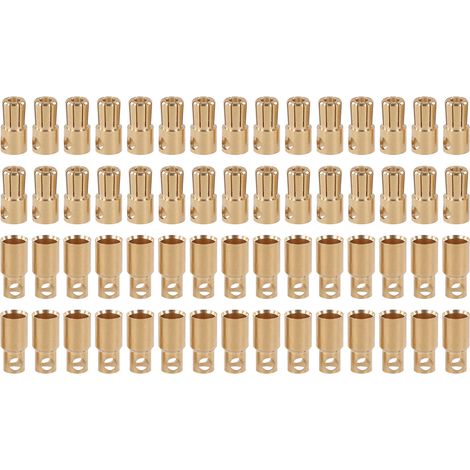 30 paires connecteurs banane mâle femelle plaqués or pour batterie RC bricolage industriel Fiche douille (1/5)