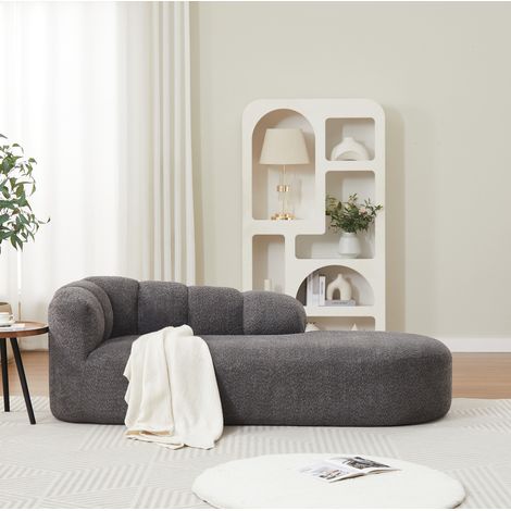 Chaise longue 100.0x35.0x35.0 cm, schienale ondulato, senza braccioli, tessuto chenille, grigio antracite (1/5)