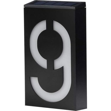Numéro de Maison Solaire (9), Led Light Up Adresse Boîte Aux Lettres Signes Illumination Plaque Nuit Solaire Lampe Numéro de Porte Maison Éclairage Extérieur Porche Décoratio Lumières (1/5)