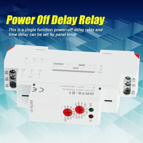 Relais temporisé miniature à coupure retardée GRT8-B1, temporisateur sur rail DIN, 220V AC (1/5)