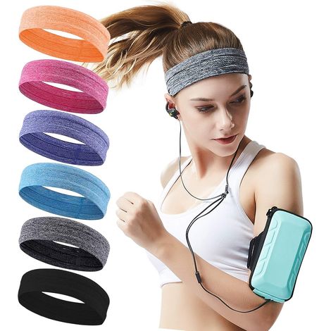 Set di 6 fasce per capelli assorbenti, fasce sportive antiscivolo di tendenza, traspiranti, ideali per la corsa, l'atletica e lo yoga.