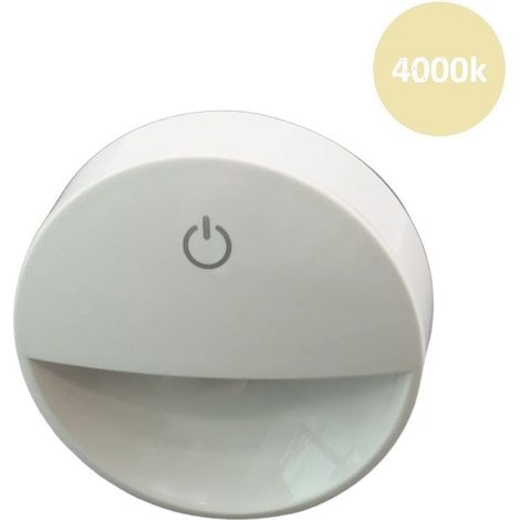 Lampada notturna con spina accensione touch punto luce led bianco tonda per camera bambini corridoio Naturale