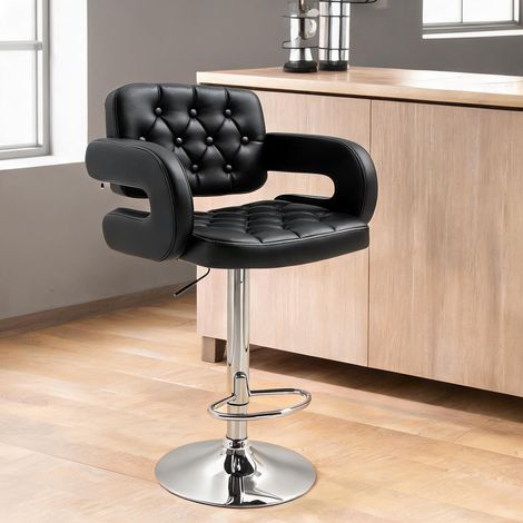 Tabouret de bar nero en metallo finta pelle PU 61 x 50 x 113 cm (1/5)