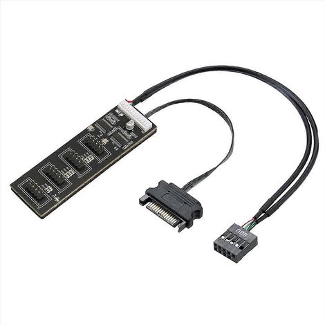 Câble séparateur USB 9 broches avec alimentation SATA, Hub USB interne pour carte mère (1/5)