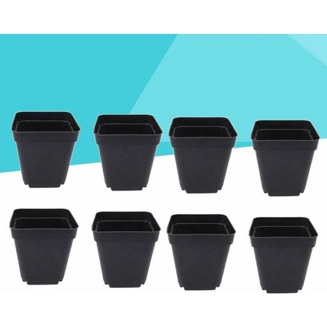 Filiyano-50 pots de fleurs noirs - Pots carrés en plastique - Petits pots de fleurs pour une utilisation intérieure et extérieure (Noir / 6 x 6 x 6,5 (1/5)