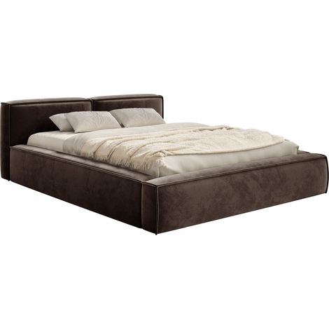 Selsey Tilves Slim – Polsterbett 180x200 mit Bettkasten und Lattenrost, Velours, braun