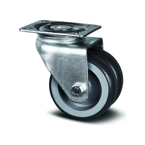 Roulette pivotante double galet polypro - fixation platine - ø 75mm -Agila Twin - TENTE