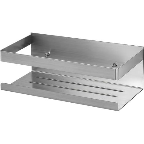 Etagere Douche sans Percage, Rangement Douche en Acier Inoxydable Etagere Salle de Bain pour Le Gel Douche et Le Shampooing, Argento - 1 PCS (1/5)