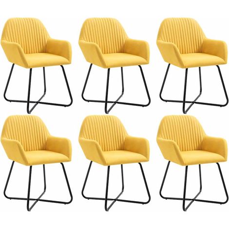vidaXL Chaises à manger lot de 6 jaune tissu (1/5)