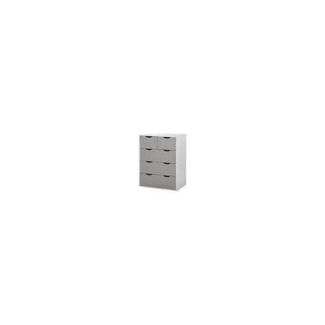 Modern 3+2 Drawer Chest With Cut Out Handles Smooth Metal Runners White & Grey