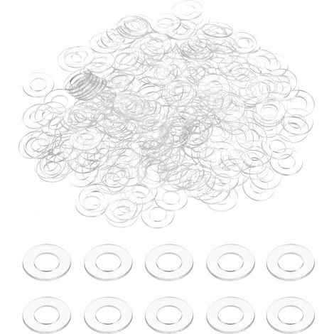 240 Pièces Rondelles Plates PVC M4 4mm DI 8mm 0.3mm Épaisseur Rondelles Lisses Grommets Joints Feuille Plastique Fixation Étanchéité Écrou Rondelle Joint Tuyau Eau, Transparent (1/5)