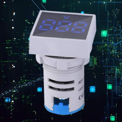 Voltmeter-Signalleuchte, Mini-Voltmeterleuchte, kompakte Kunststoffgröße für Warnsignal (blau) (1/5)