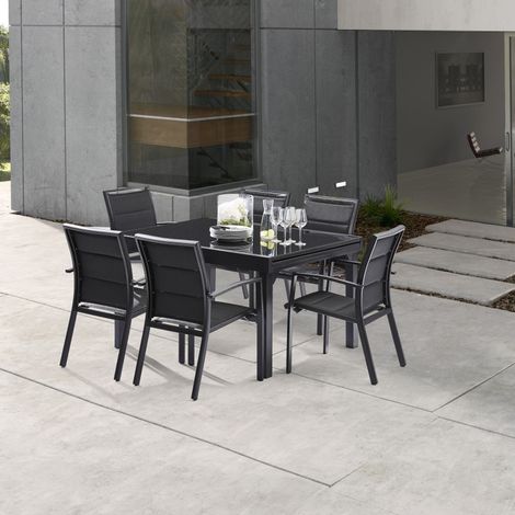 Gartenmöbel Set Modulo T 6 / 10 + F 6 Full Glas Schwarz Wilsa Garden (1/5)