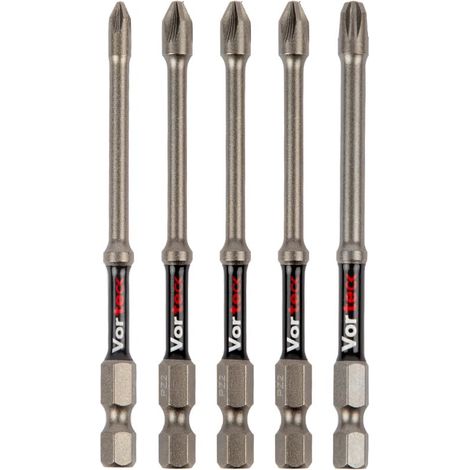 Embouts de Vissage à Impact PZ Mixte, 90 mm, Pozidriv pour Visseuse à Chocs, 1/4 pouce Hex Quick Lock, Pointe Magnétique, Zone de Torsion, Longue Portée, Lot de 5 T4470 PZML09D5 (1/5)