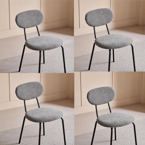 Esszimmerstuhl 4er Set, stapelbar, gepolstert, dunkelgrau (1/5)