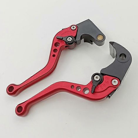 Guidon modifié avec klaxon, frein et embrayage réglables (tige courte rouge) pour Suzuki GSXR750 2006-2010 (1/5)