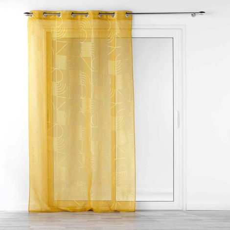 Rideau Voilage à Œillets "Lineor" 140x240cm Jaune (1/5)