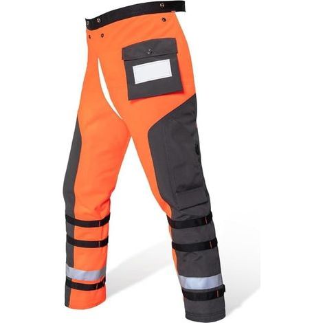 Schnittschutzhose – Leichte 9-lagige Schutzhose für Damen und Herren mit verstellbarem Gürtel, Polyethylen, Orange, Größe L (1/4)