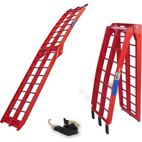 TRUTZHOLM 1x Auffahrrampe klappbar 180 cm Traglast 340 kg Alu Riffelstab Verladerampe in rot (1/5)