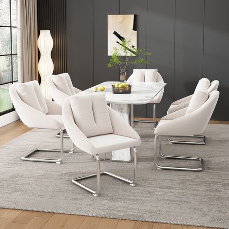 Lot de 4 fauteuils pivotants en velours beige, coussins intégrés, chaises relaxantes pour salon et salle à manger, pieds courbés, design luxueux