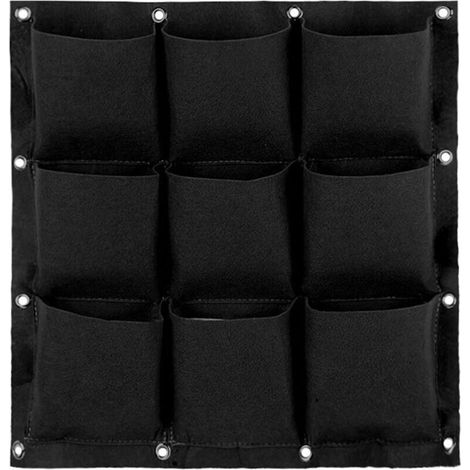 Wall-Mounted Plant Bag, Hanging Planting Bag, Plant Grow Bag, Vertical Wall Planter, Indoor/Outdoor Flower Storage, 9 Pockets for Home, Office, and Home Gardening (Black) (1/5)