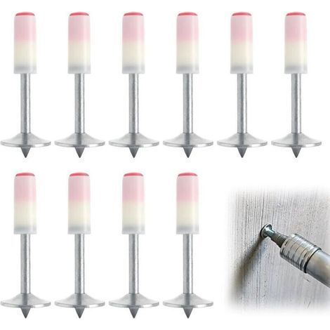 Clous en acier trempé pour cloueur béton – Lot de 400 pièces, diamètre 7,3 mm, compatibles manuels & électriques (1/4)