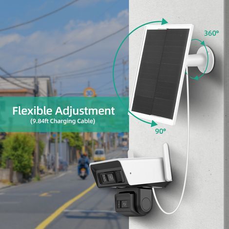 10W Solar Panel for Security Camera, 5V, USB-C Port, IP65 Waterproof, 360° Adjustable Mount, White (1/4)