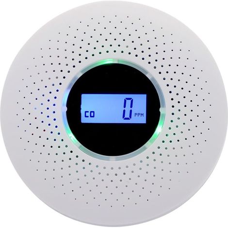 Rilevatore di fumo, rilevatore combinato di fumo e monossido di carbonio, allarme a batteria con segnale acustico e display digitale