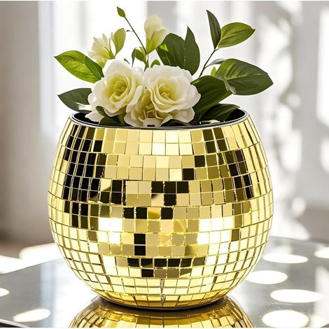 Blumentopf Discokugel Gold Mosaik Glas Vase Gold 81010cm 344 inch (1/5)