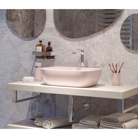 Swiss Aqua Technologies Infinitio Lavabo da appoggio 45,5 x 32,5 x 13,5 cm, senza sfioratore, rosa opaco (SATINF4532PM) (1/5)