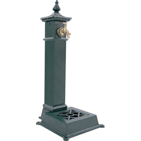 Senderpick- Fontaine sur pied, robinet d'eau au style antique, colonne d'extérieur avec robinet et vasque, 30,5 x 33 x 73 cm, vert, robinet sur pied pour jardin ou exploitation agricole