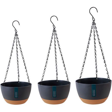 Jardinière suspendue à double chaîne pour la maison, le balcon et l'intérieur, avec bassin à absorption d'eau automatique (1/5)