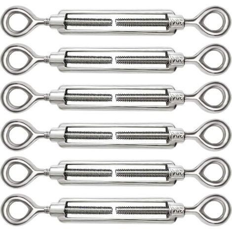 6 Pièces Tendeur de Câble M5 Réglable en Acier Inoxydable 304 Tendeur de Câble Oeil et Oeil pour Tendeur de Fil Câble Tendeur de Corde en Acier Crochet Accessoires (1/5)