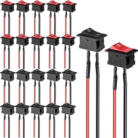 Lntyq 20-teiliger Mini-Wippschalter, Mini-Bootsschalter, kabelgebundener Start-/Start-Wippschalter 6 A/250 V, 10 A/125 V für Auto, Boot, Haushaltsgeräte (1/5)