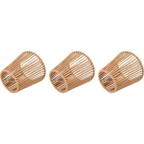 Lot de 3 abat-jour tissés en papier pour lampe de sol, suspension, lustre, Ø9/14cm, douille E14, style rustique (1/5)