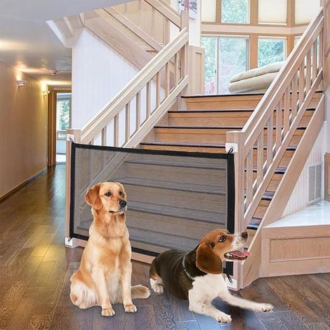 Safety Gate for Babies and Dogs, Safety Stair Gate for Dogs, Dog Safety Barriers with 6 Hooks, 110 x 72 cm (1/5)