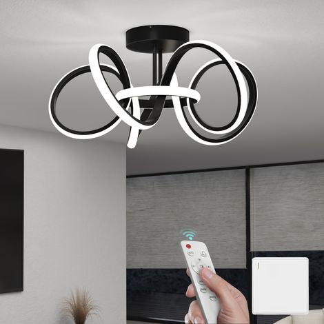 Mai & Mai Plafonnier LED Éclairage Intérieur avec Télécommande Trois Températures de Couleur Luminosité Réglable Lampe de Nuit Fonction Mémoire Double Commande Noir 47×46×25 CM 65W Alivetta25035 (1/5)