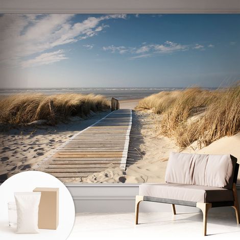 Papier peint intissé pour salon chambre à coucher peint imprimé Installation facile - Colle incluse gratuite Sentier marin 312x219 cm (1/5)