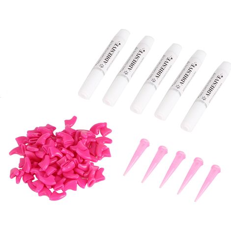 100 protège-griffes souples et résistants en PVC pour chat, accessoire de toilettage (rose rouge XS) (1/5)