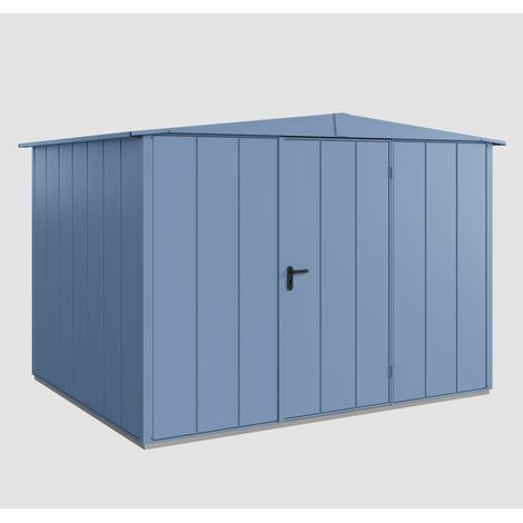 Hörmann Ecostar Metall-Gerätehaus Elegant mit Satteldach Typ 3, 324 x 248 cm, taubenblau, 7,2 m², 1-flüglige Tür