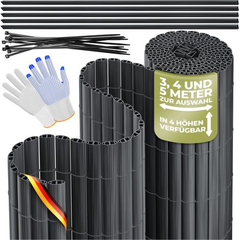 KESSER® PVC Sichtschutzmatte Sichtschutzzaun Balkonverkleidung Windschutz Wetterfest verstärkten Lamellen   für Garten   Balkon Terrasse Outdoor   Schwarz / 90 x 300 cm